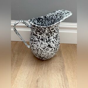 Crow Canyon Home Splatter Enamelware Large Pitcher Grey NWT